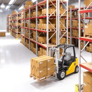 classic warehouse with pallet 3d rendering image