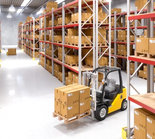 classic warehouse with pallet 3d rendering image